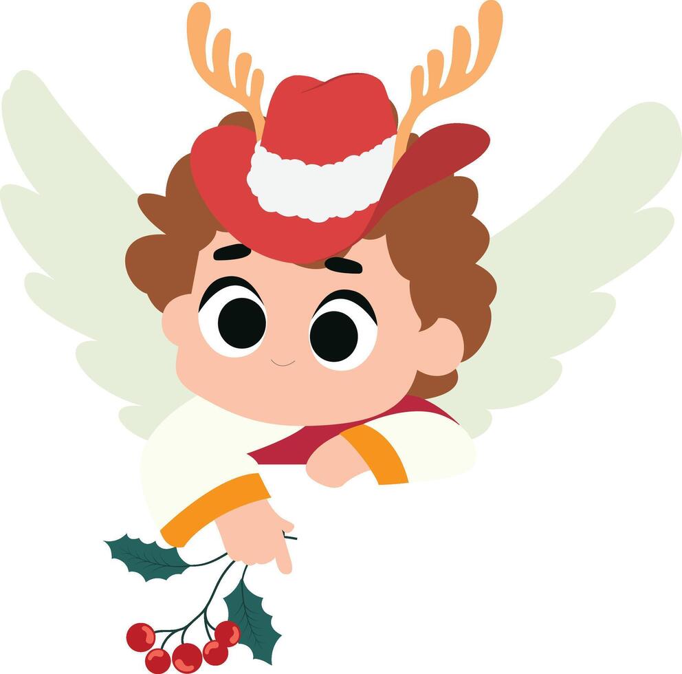 Angel with holly and antlers vector
