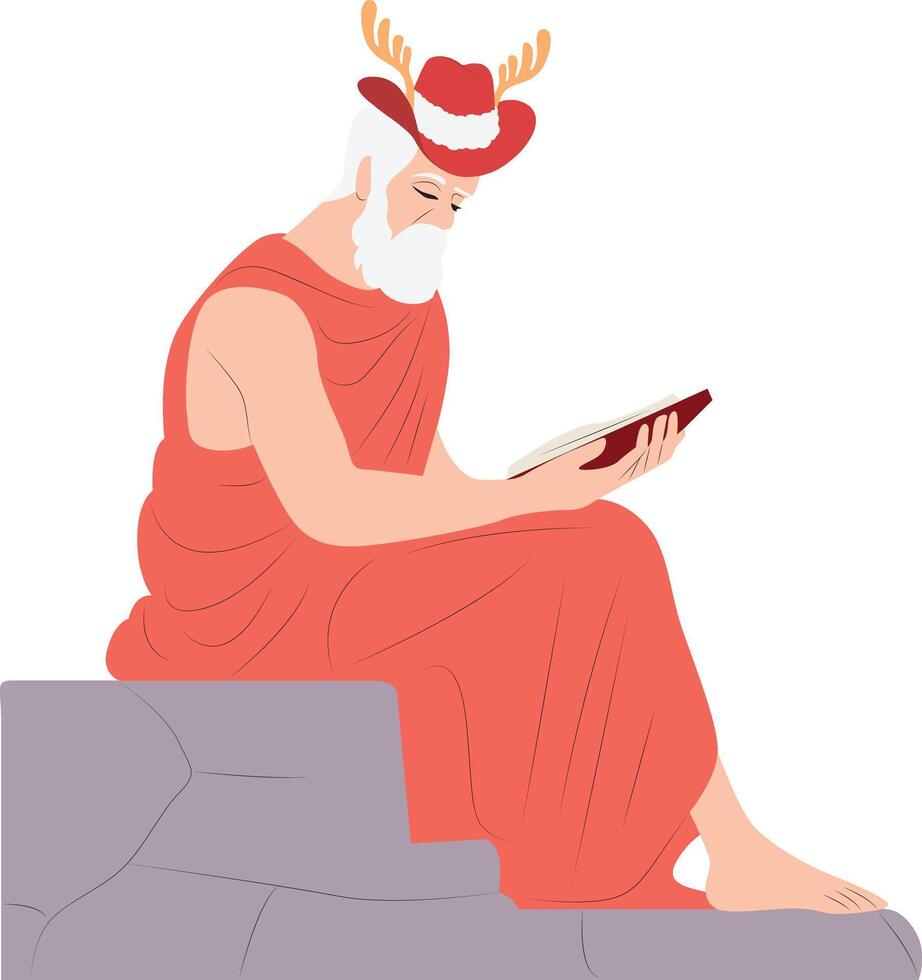 An illustration of a man in a red robe reading a book vector