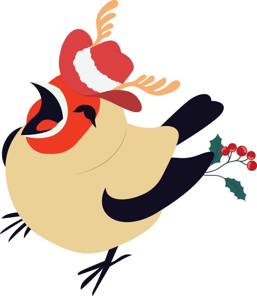 A cartoon bird wearing a hat and singing vector