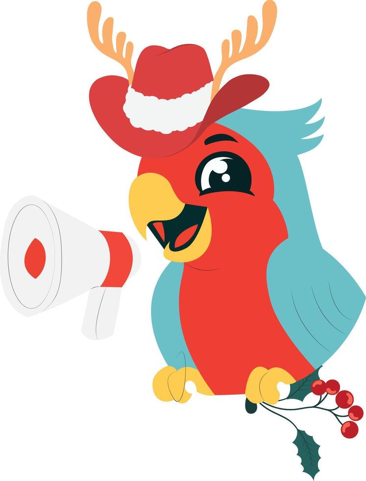 A cartoon bird wearing a hat and holding a megaphone vector