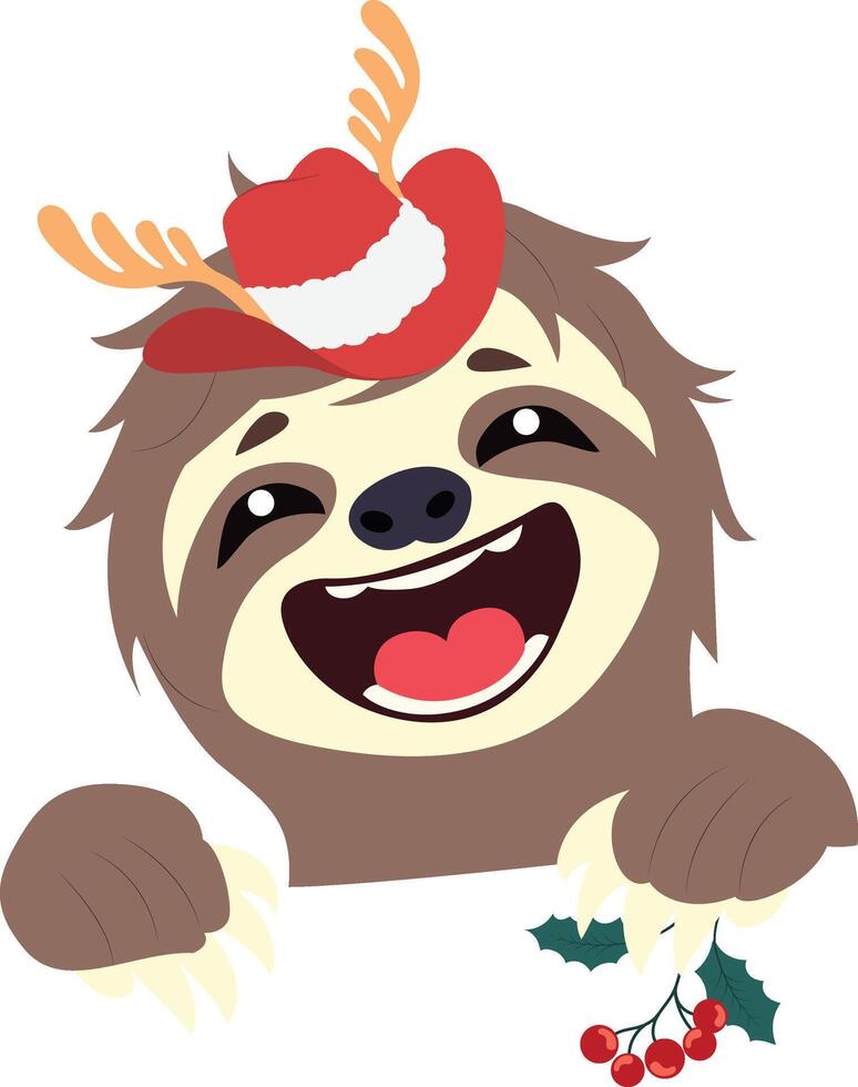 A cartoon slotty with a hat and holly vector