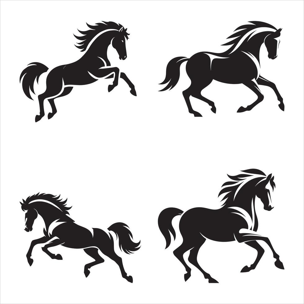 Dynamic and Energetic Horse Silhouette Illustrations for Equine and Sports-Themed Design Projects vector
