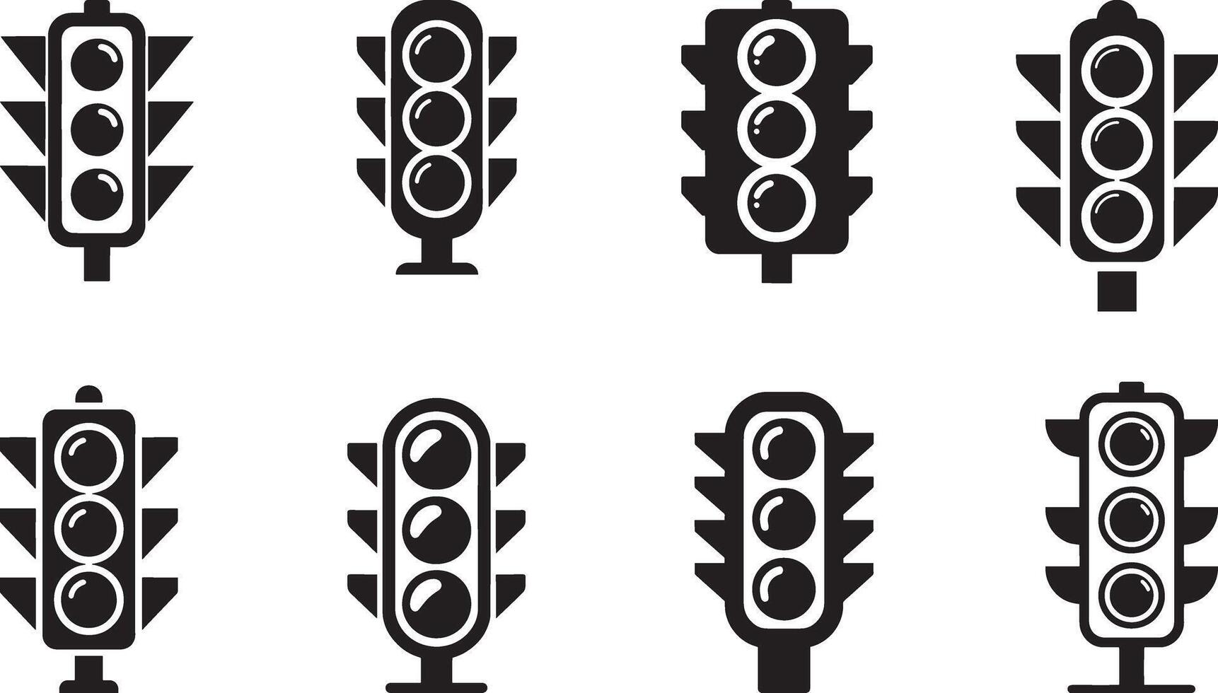 Stylish and Minimalist Traffic Light Silhouette Illustrations for Transportation and Urban Design Projects vector