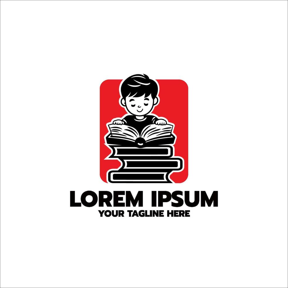 kids reading book logo designs illustration vector