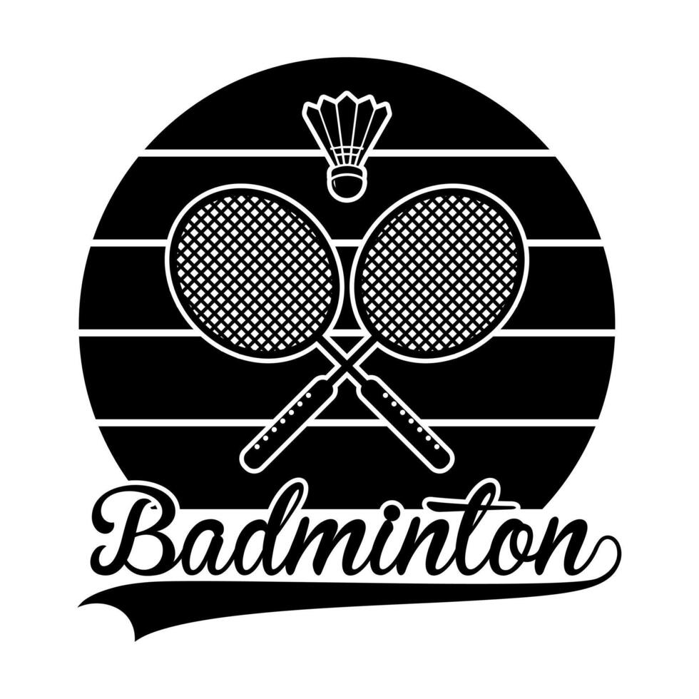Badminton logo with two rackets and a ball vector