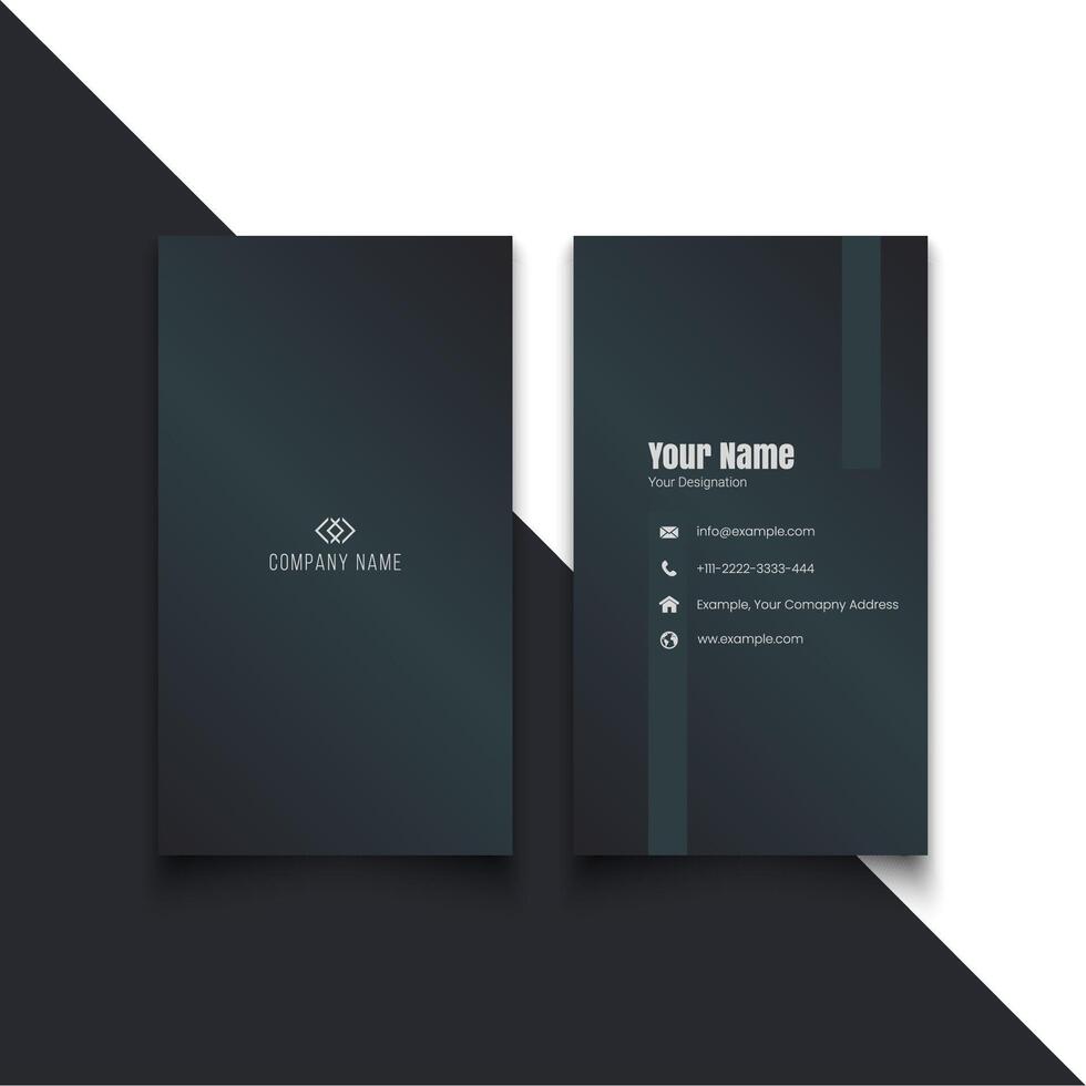Elegant luxury looking dark vertical business card template. Premium visiting card design. Ready to print. Stylish modern vertical business card editable. Dark purple, blue, red business car vector