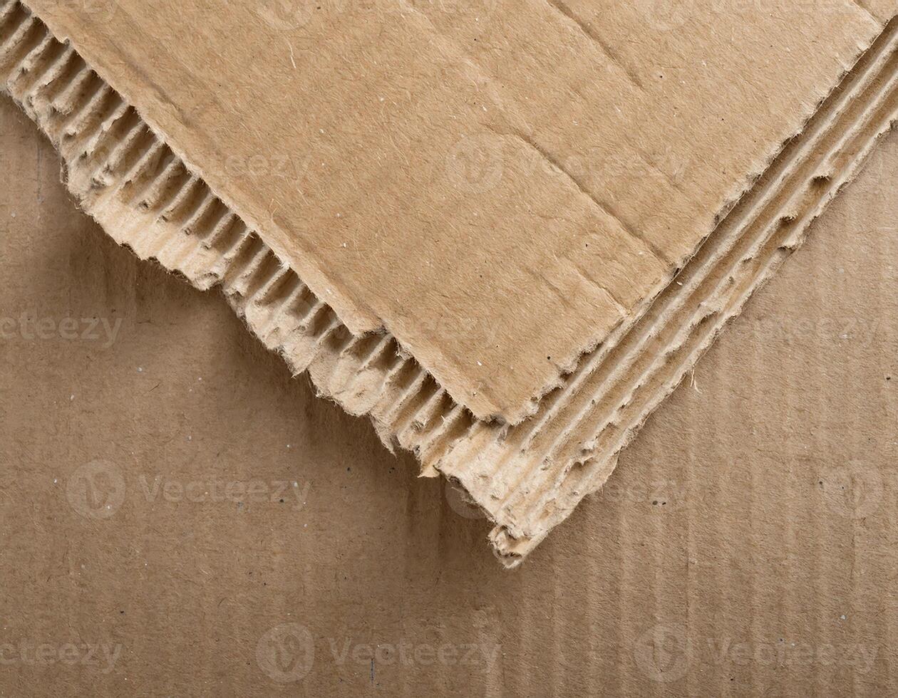 Rough Brown Cardboard Sheet with Jagged Edges photo