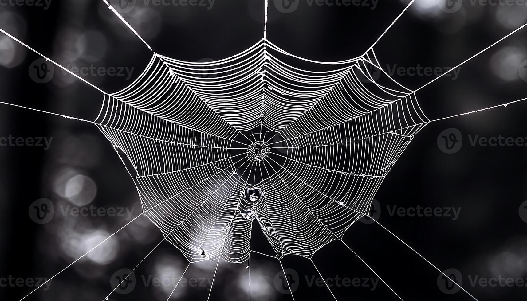 Glowing Spider Web on Mysterious Dark Background photo