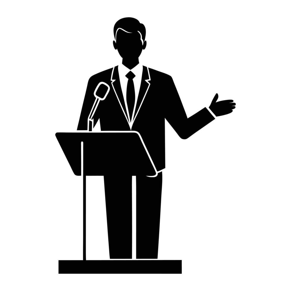 speaker at podium illustration vector