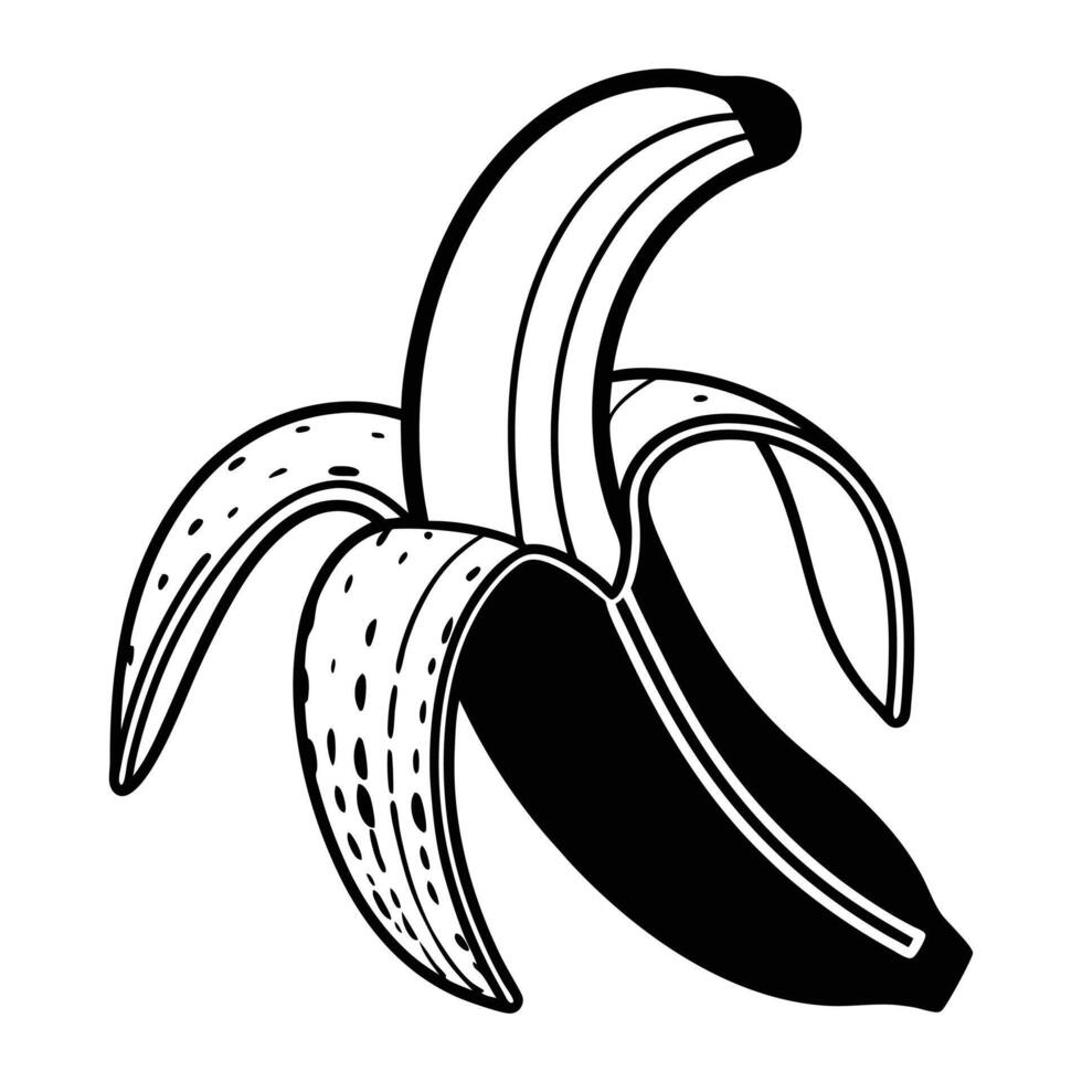 a black and white drawing of a banana vector