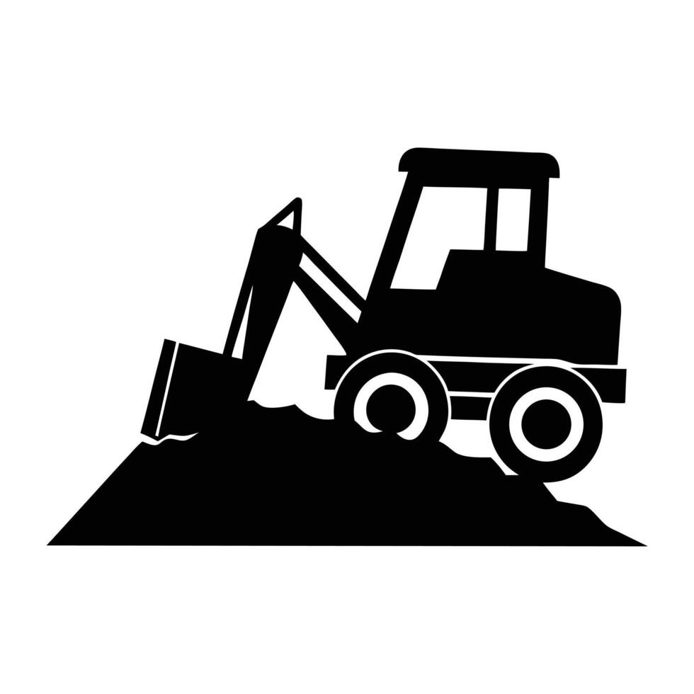 a black and white silhouette of a construction vehicle vector