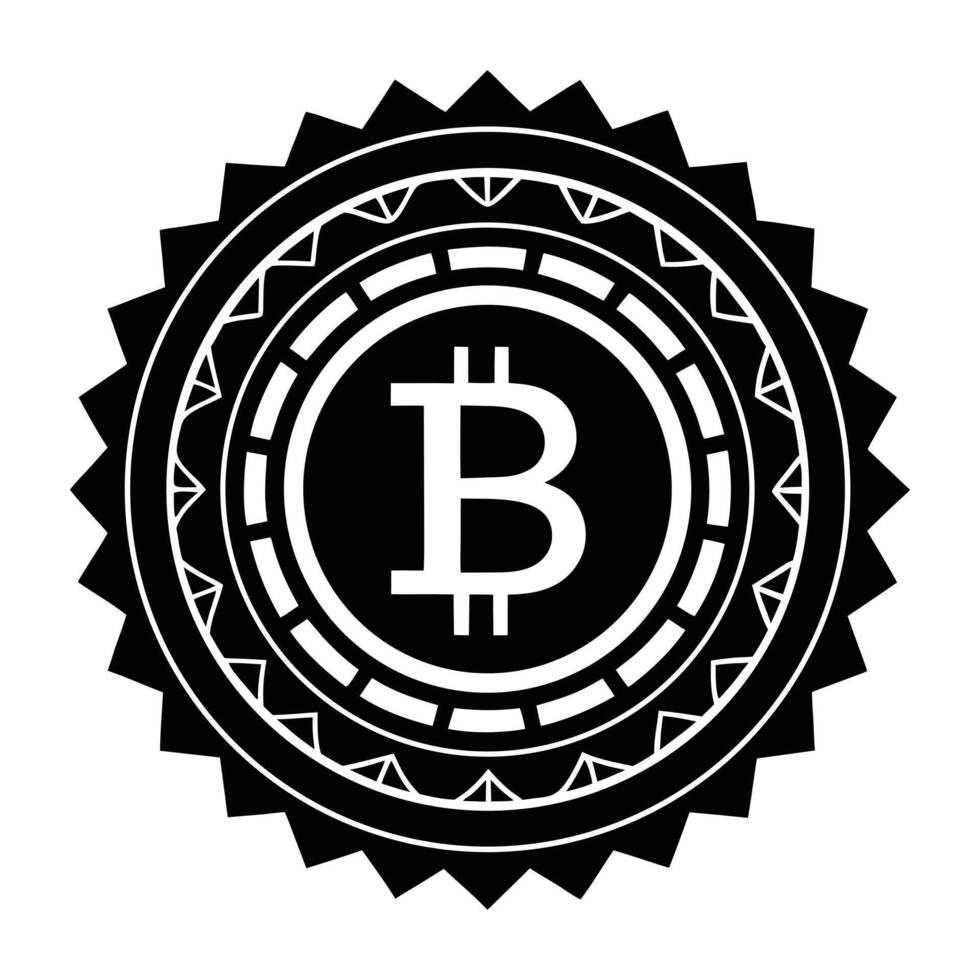 bitcoin logo black and white illustration. vector