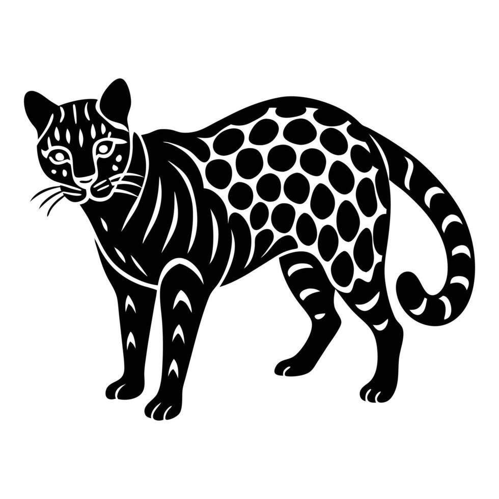 a black and white illustration of a tiger with spots vector
