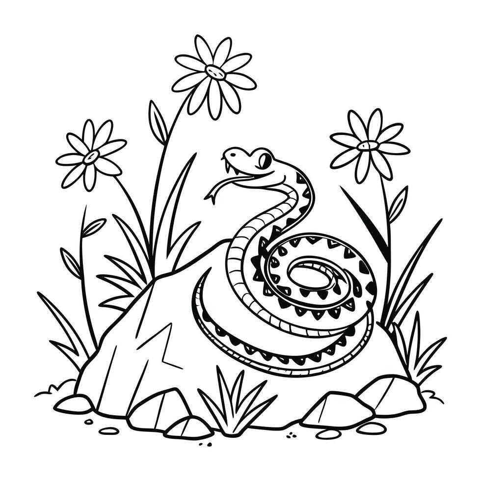 snake in the grass coloring pages vector