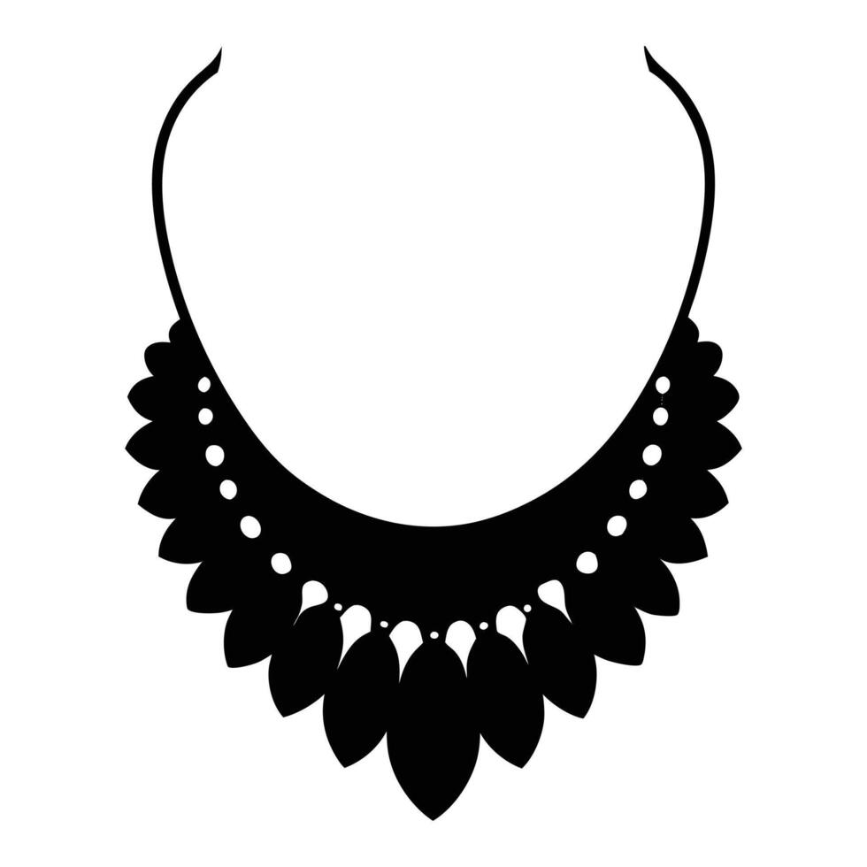 a black and white illustration of a necklace white background. vector