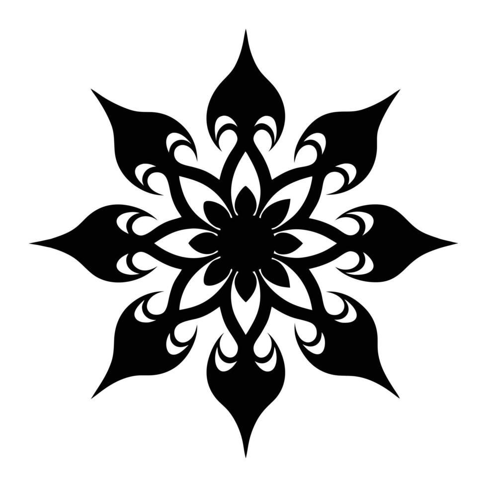 black floral ornament iin-tribal style on white background. vector