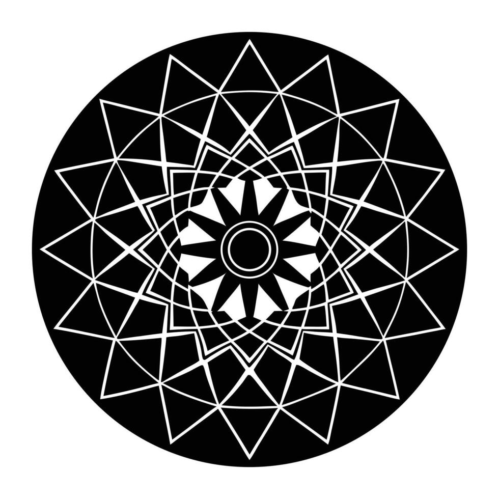 a black and white circular design with a star in the center vector