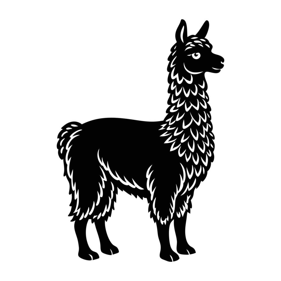 llama black silhouette on white background vector