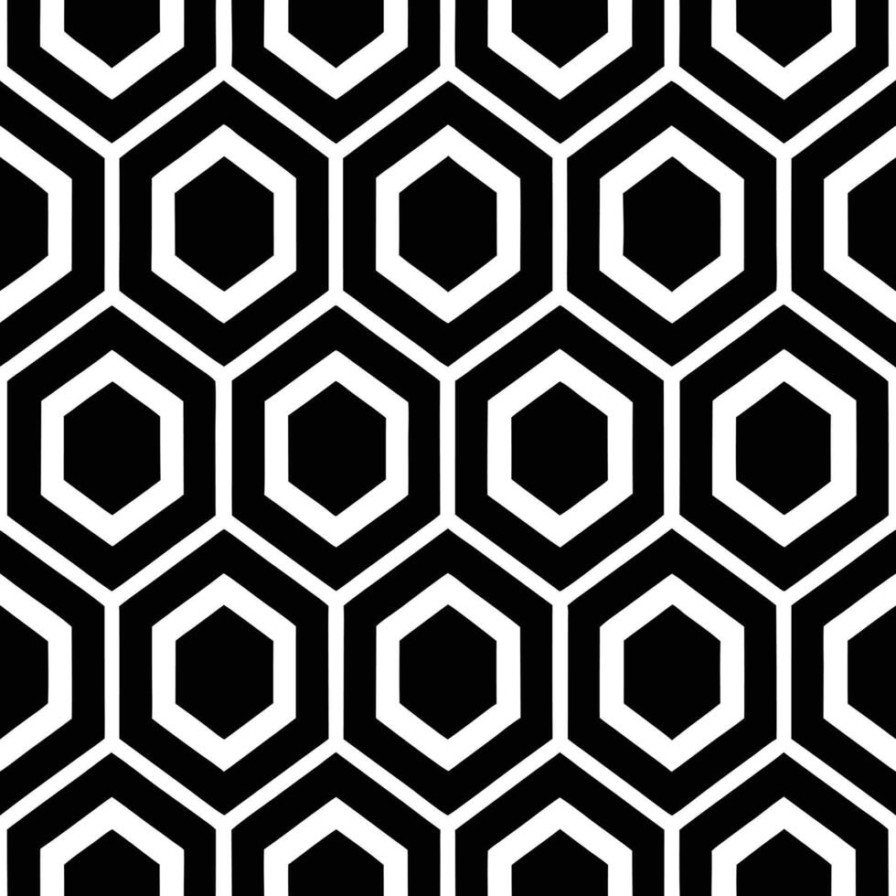 a black and white geometric pattern with hexagons vector