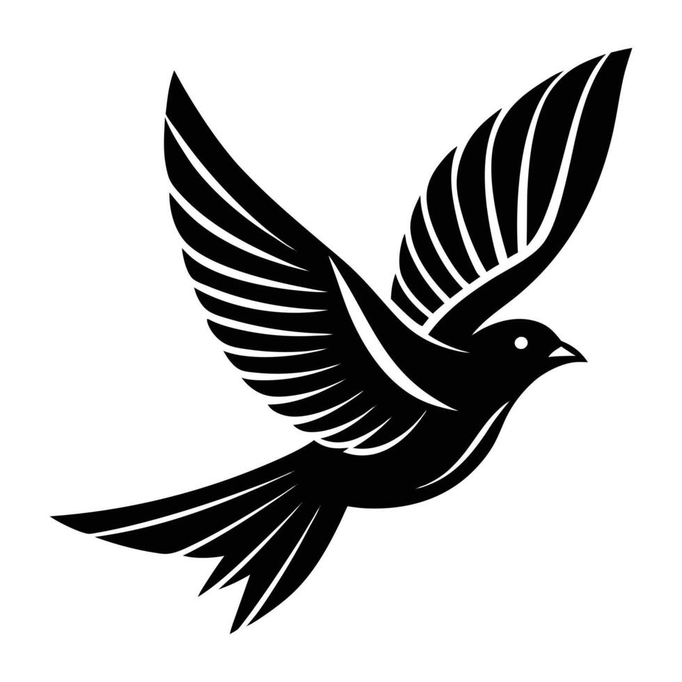 a black and white illustration of a bird flying vector