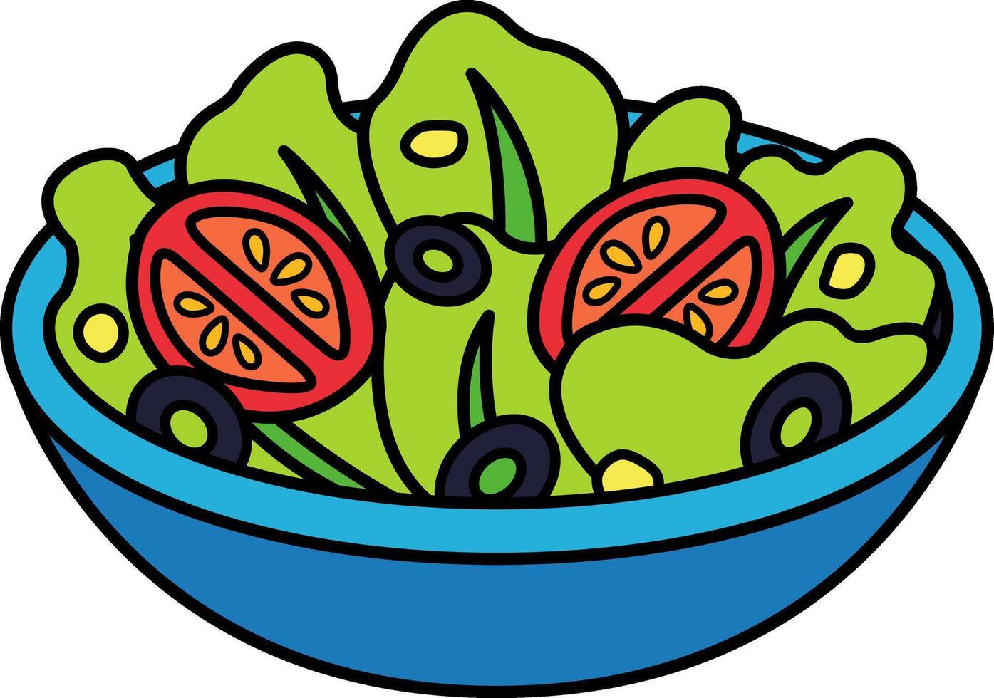 A salad bowl with tomatoes and olives vector