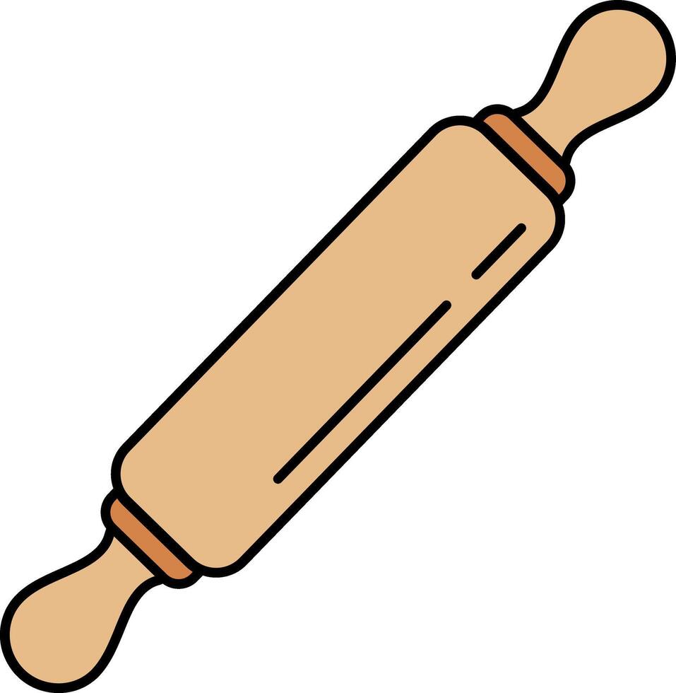 icon of a wooden rolling pin vector