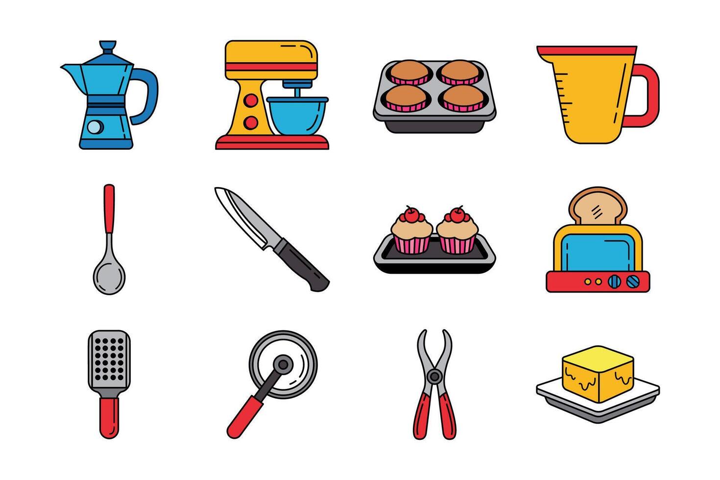 illustration icon set of kitchenwares vector