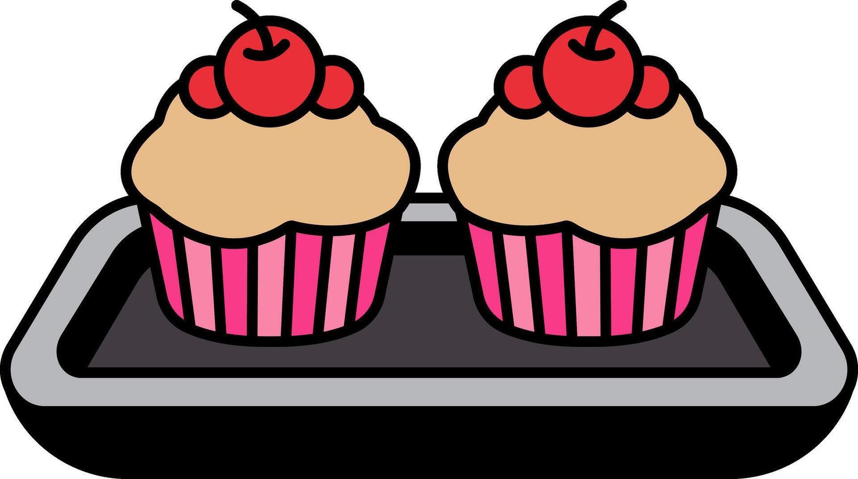 single icon of cupcakes on tray vector