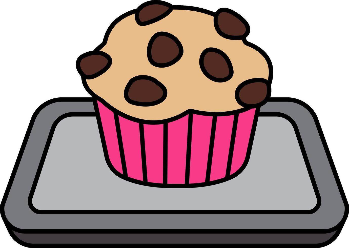 icon of chocolate muffin on tray vector
