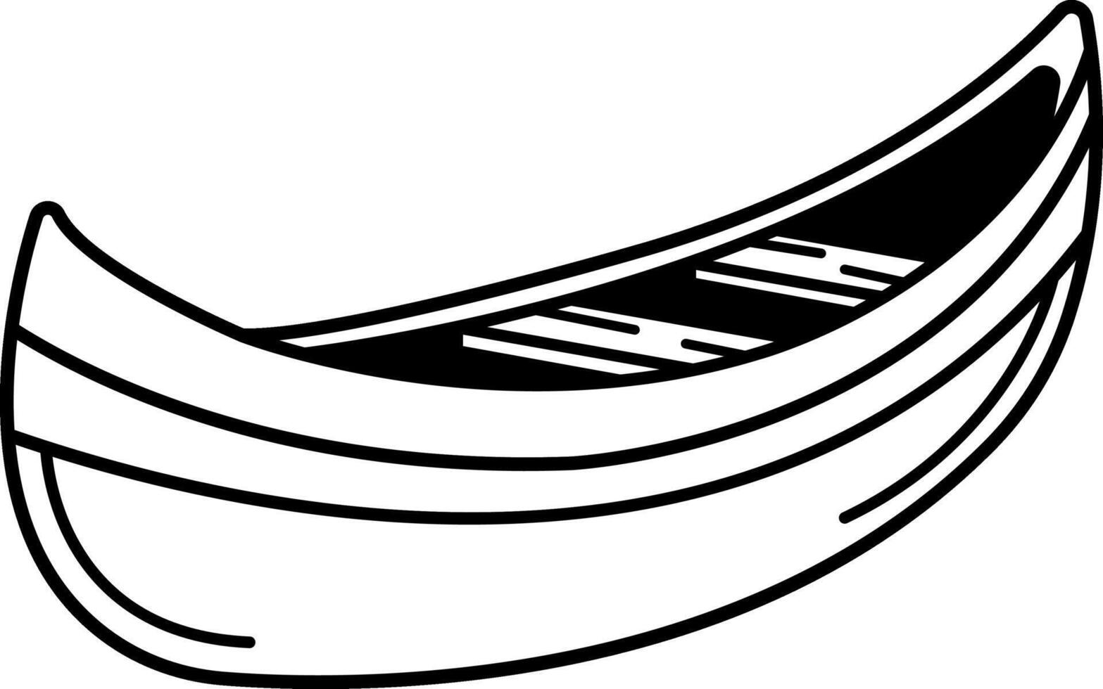 single black and white icon of a kayak vector