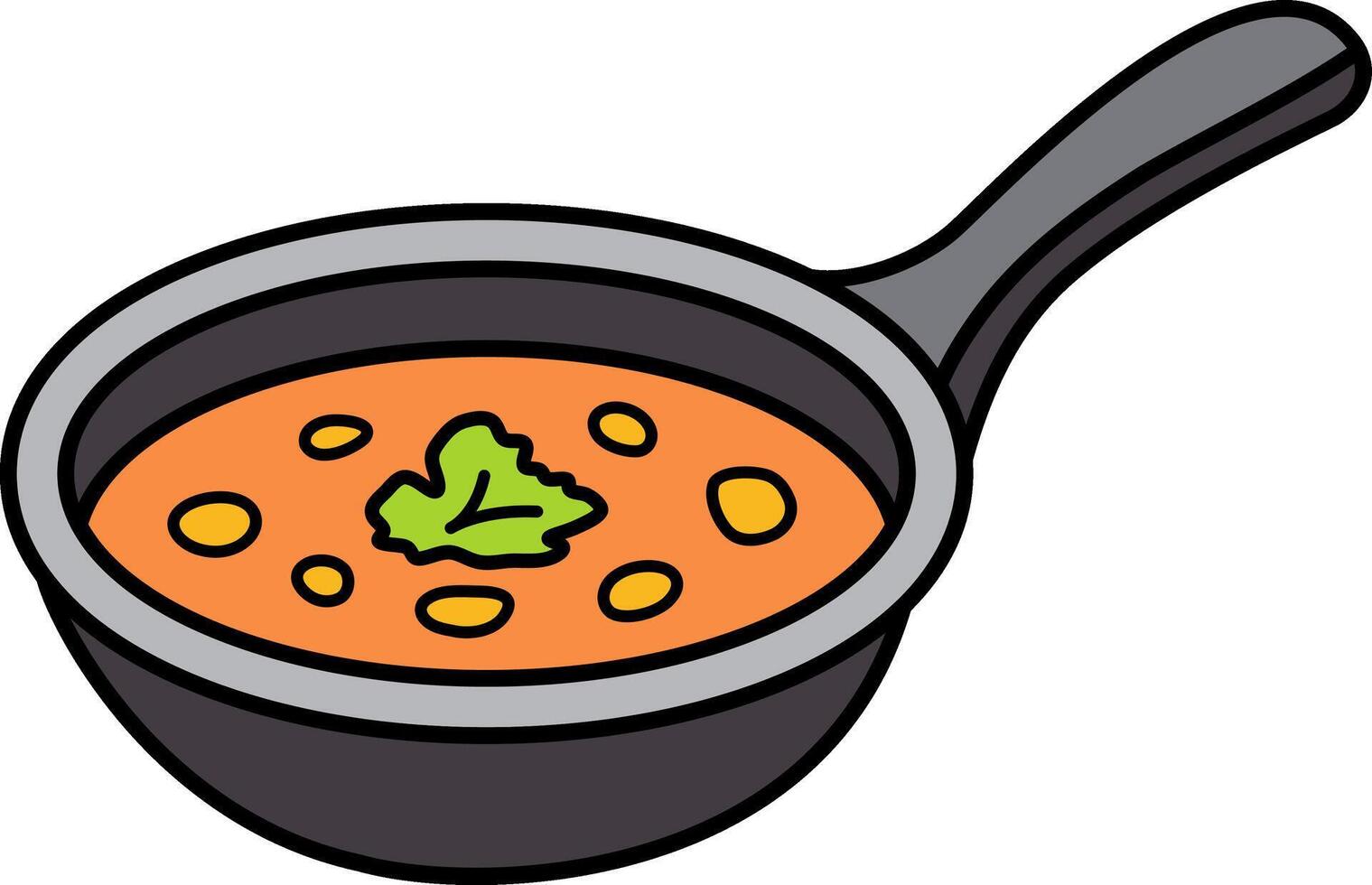 a pan with soup inside vector
