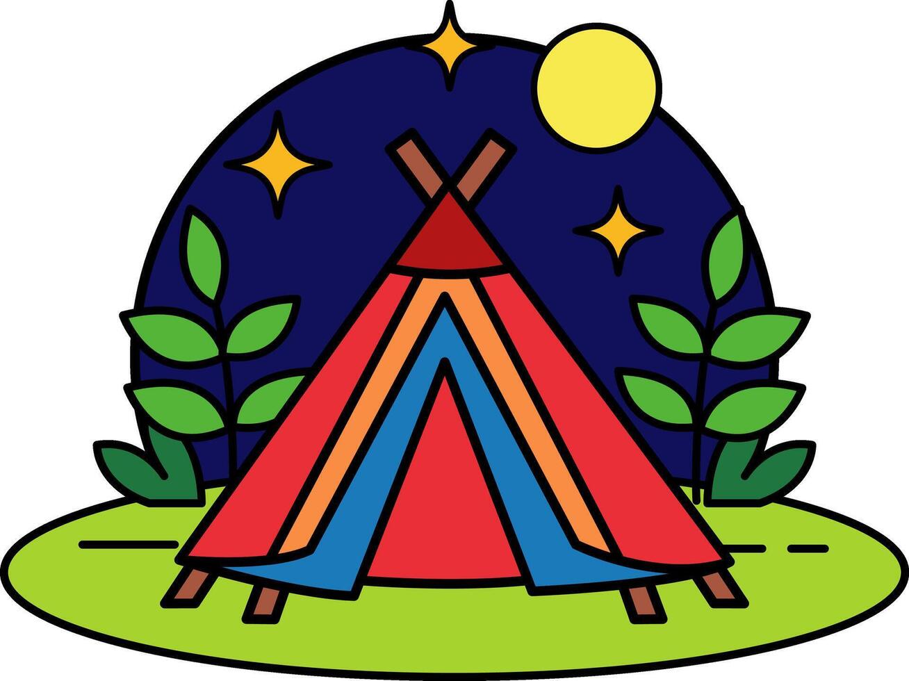 single icon of colorful teepee tent vector