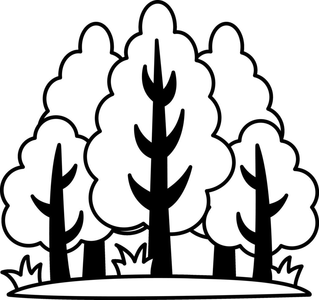 black and white single flat icon of a forest vector