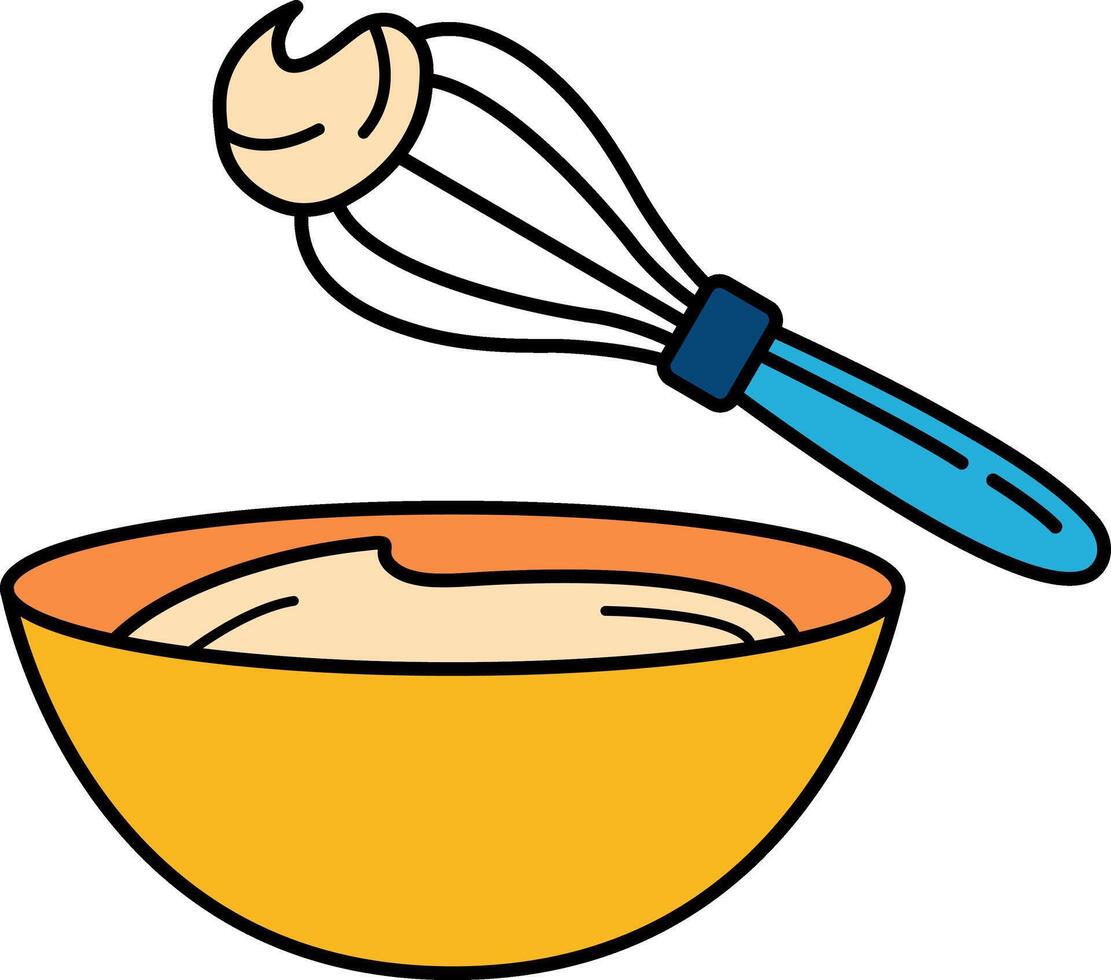 icon of bowl with a whisk vector