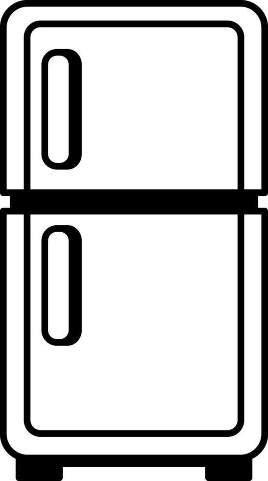 black and white icon of a refrigerator vector