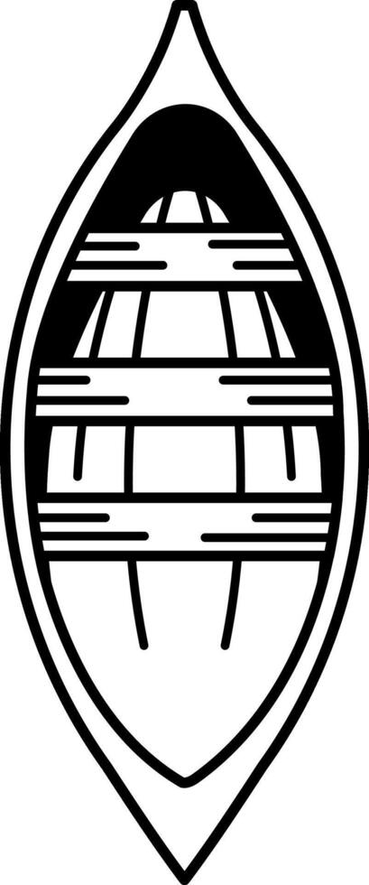 black and white icon of a kayak vector
