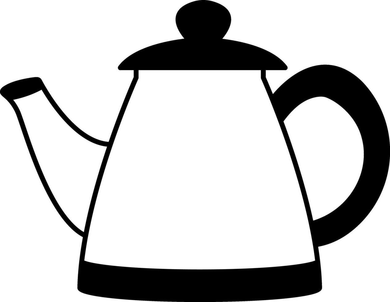 black and white icon of yellow tea pot vector