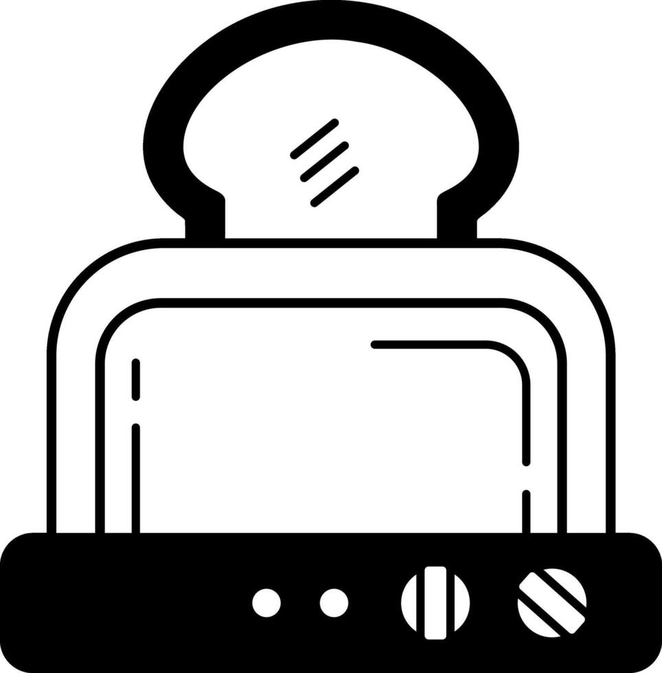 black and white icon of a toaster oven vector