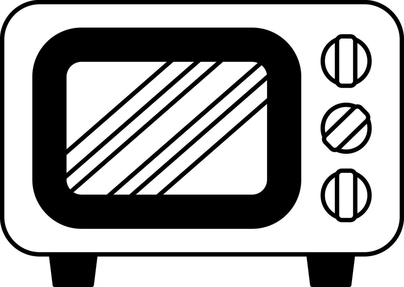 black and white icon of a yellow microwave oven vector