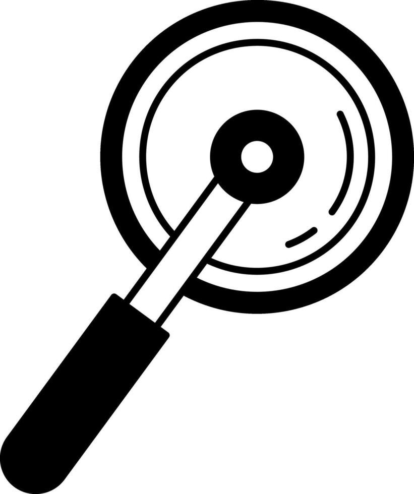 black and white icon of a pizza cutter vector