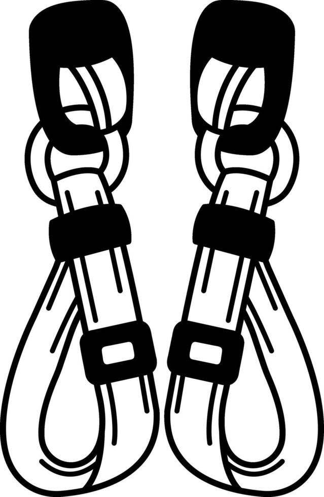 black and white icon of a camping carabiner vector