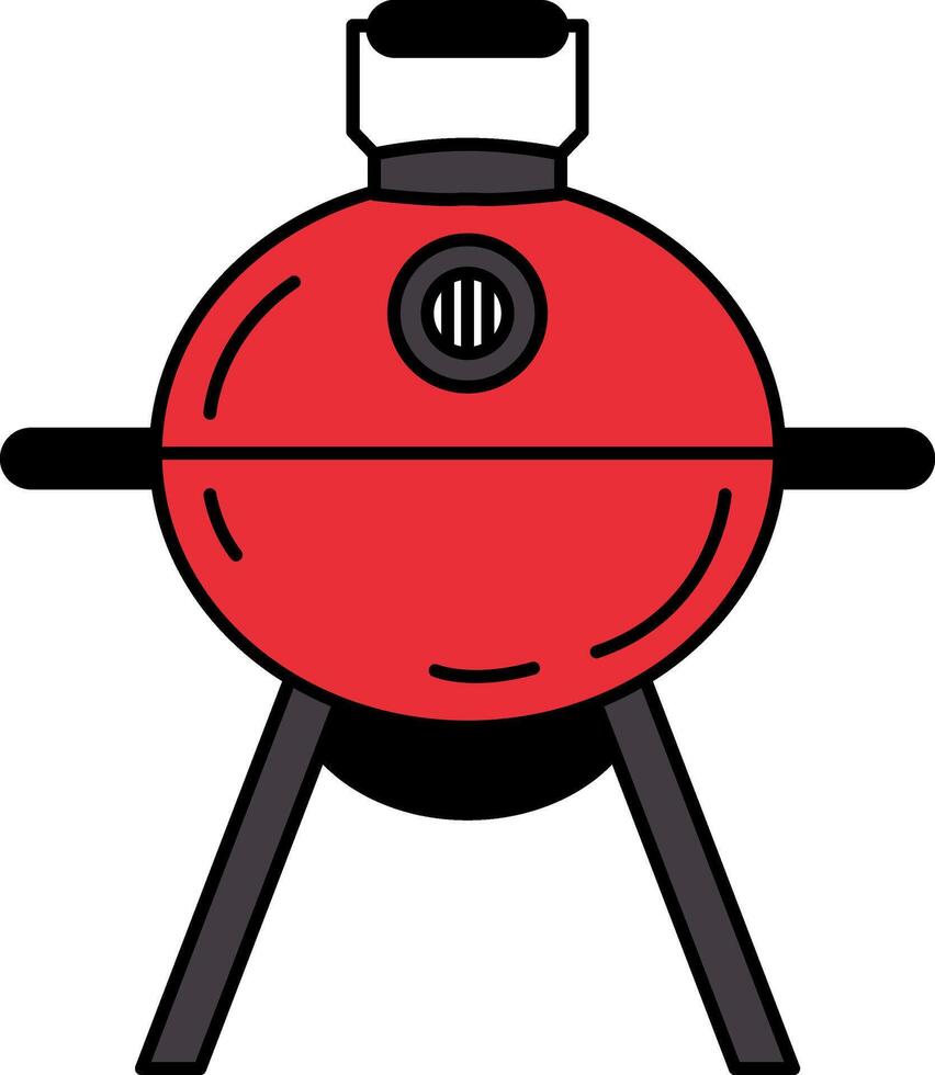 single icon of a red bbq grill vector