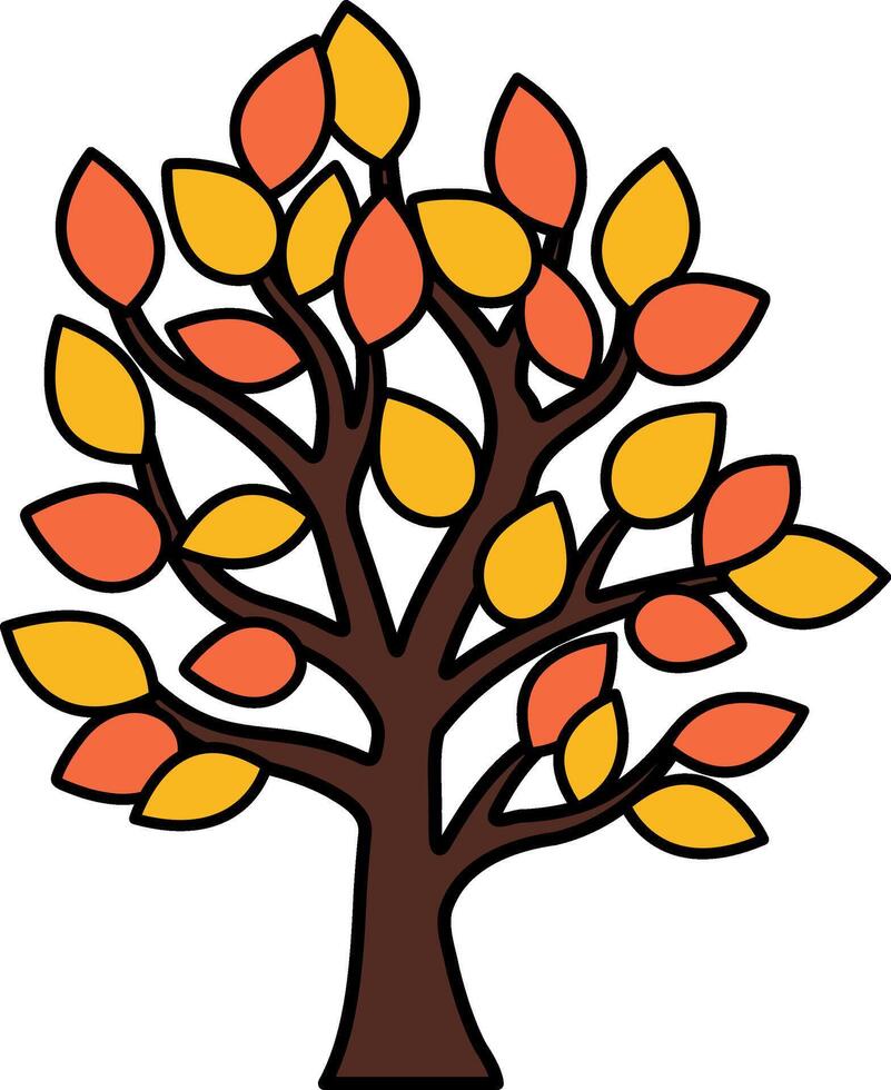 A tree with orange leaves vector
