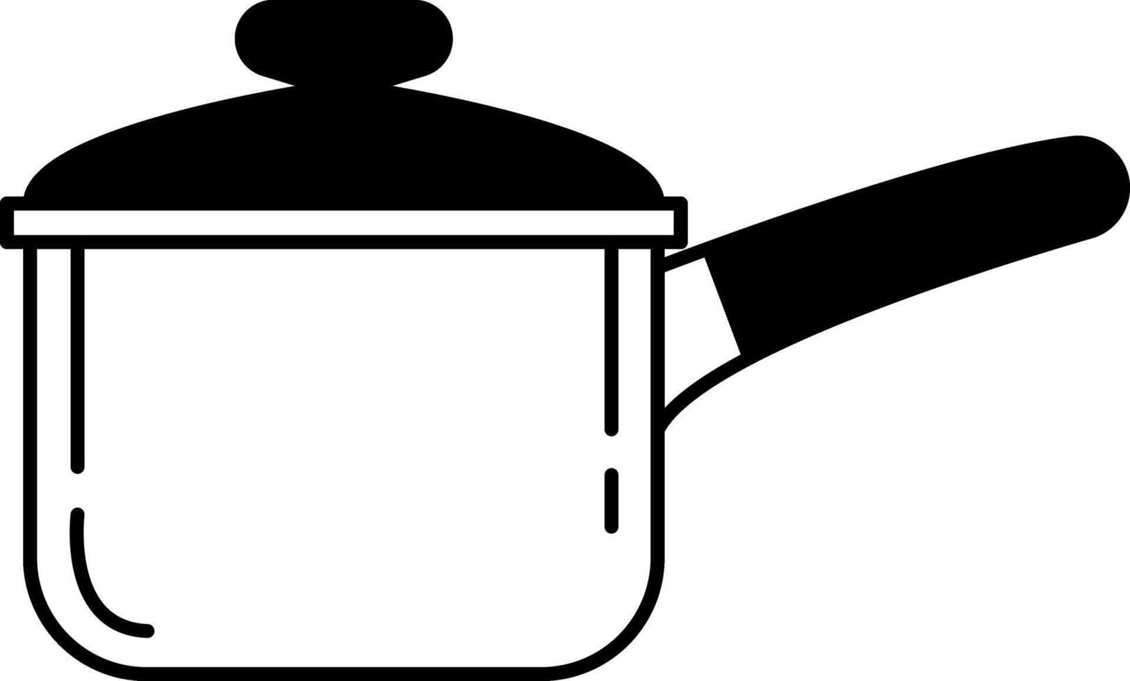 black and white icon of a saucepan vector