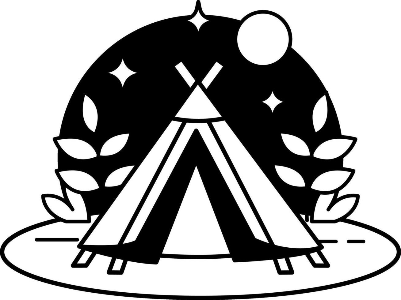 black and white single icon of colorful teepee tent vector