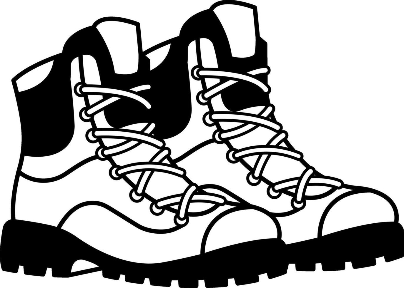 black and white icon of hiking boots vector