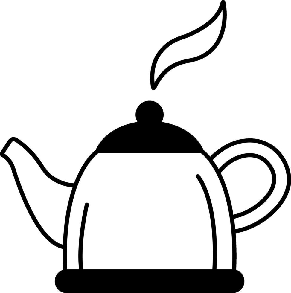 black and white icon of tea pot vector