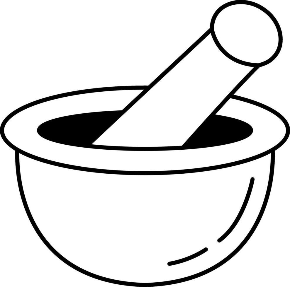 black and white single icon of mortar and pestle vector