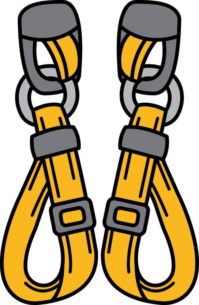 single icon of a yellow camping carabiner vector