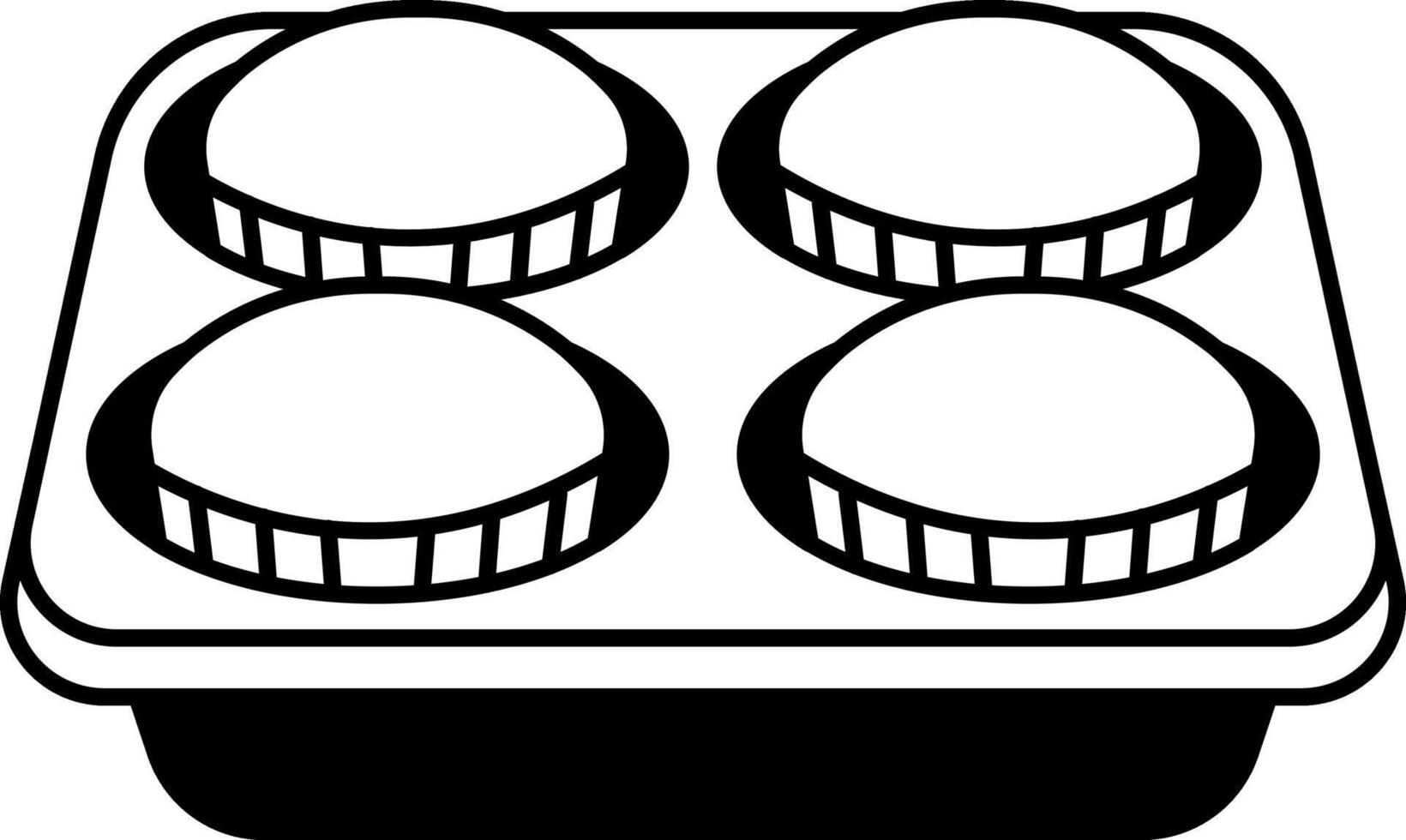 black and white icon of muffin pan vector